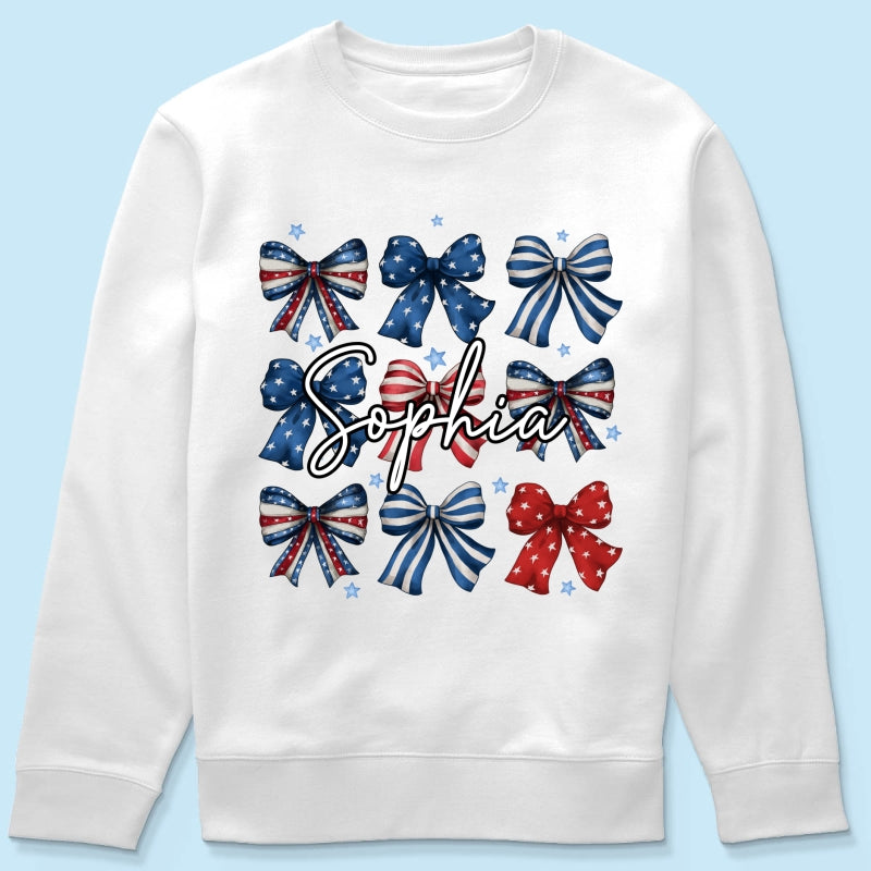 Coquette American Bows 4th Of July Independence Day Personalized Shirt, Gift For Mom, Wife, Girlfriend