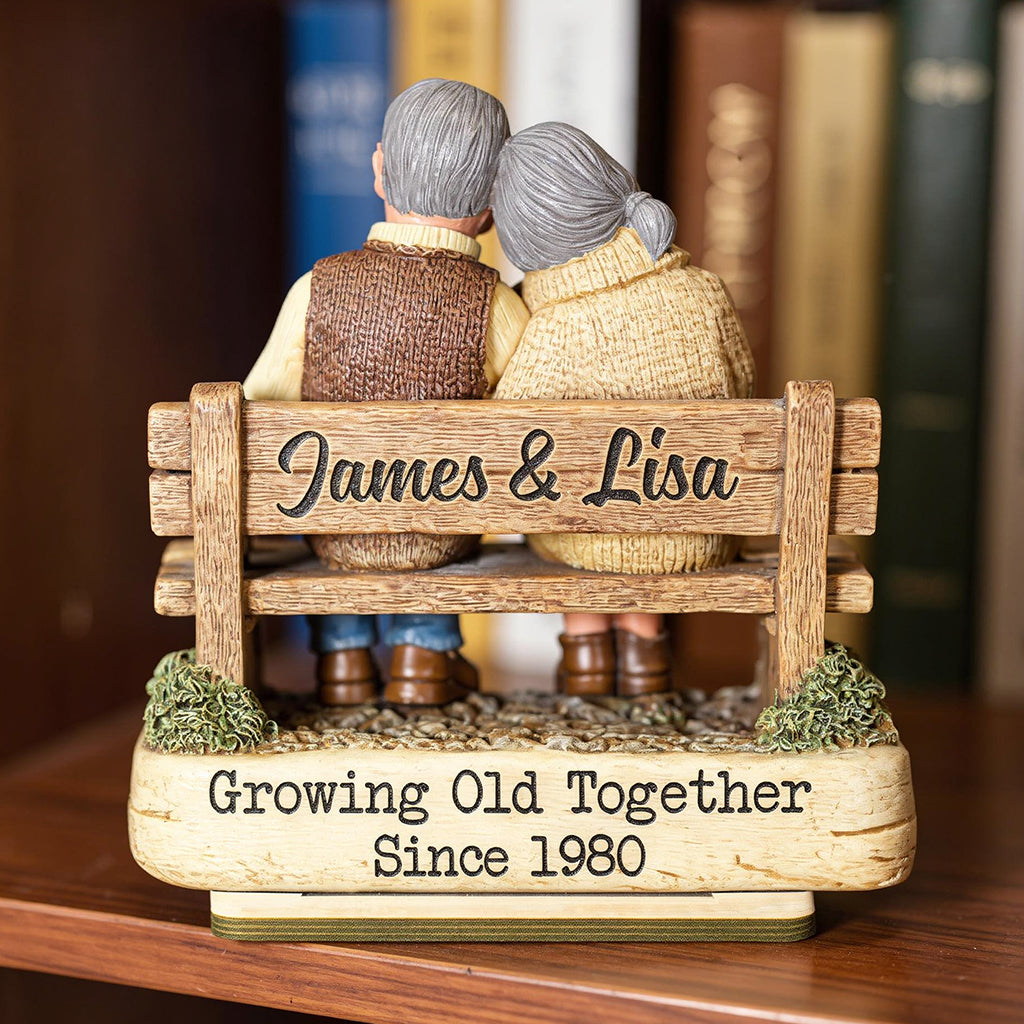 Growing Old Together Couple - Personalized Standing Wooden Plaque - Gift for Couple