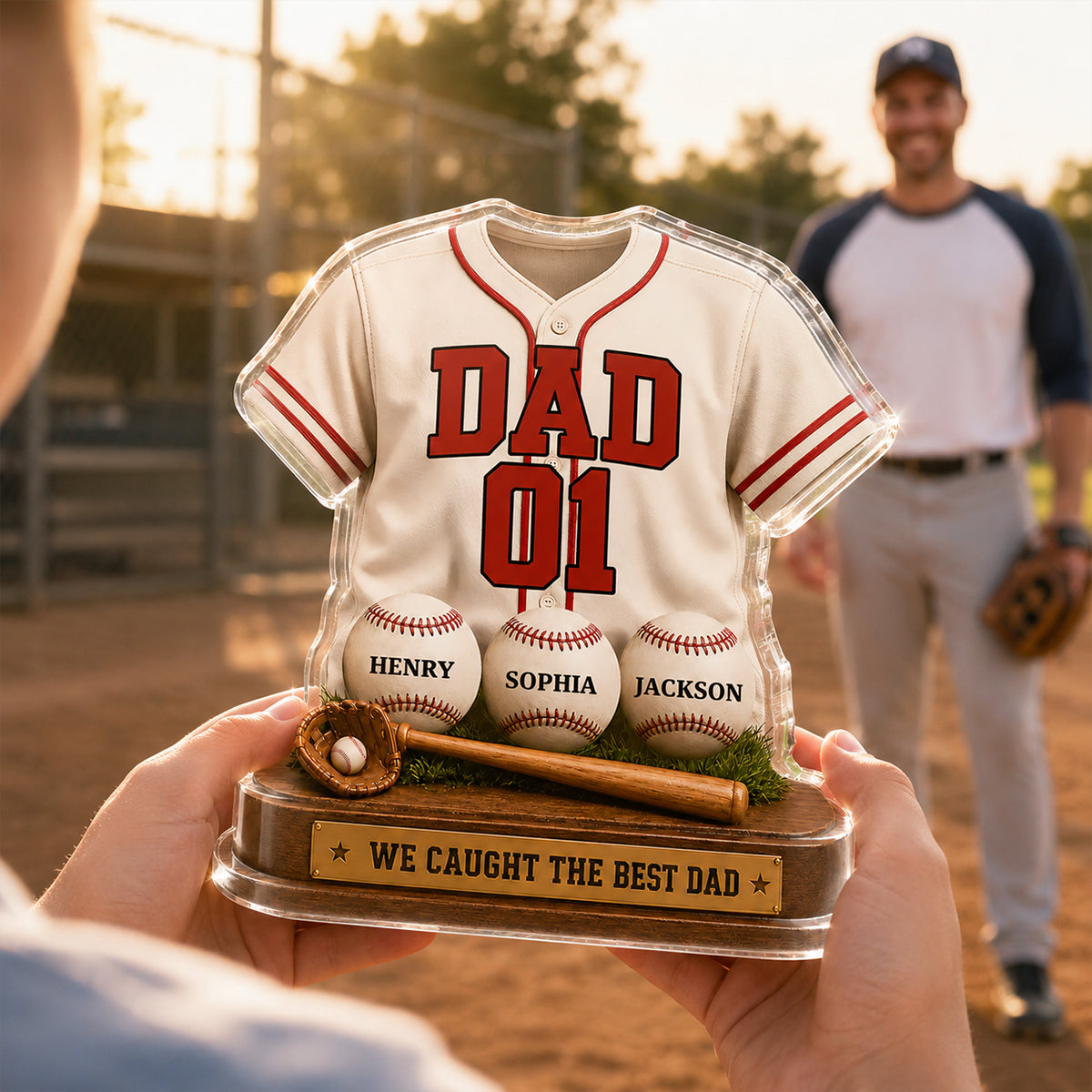 Baseball Dad Legend We Caught The Best Dad - Personalized Acrylic Block Plaque - Gift For Dad, Husband