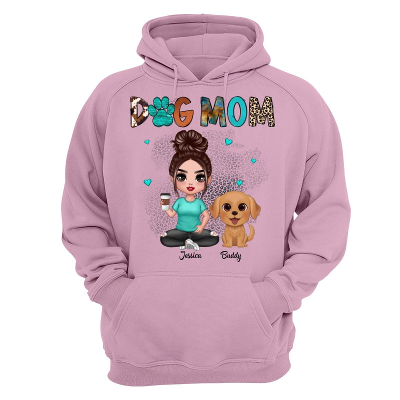 Western Pattern Teal Animal Print Dog Mom Doll Girl & Cute Watercolor Dog Personalized Shirt