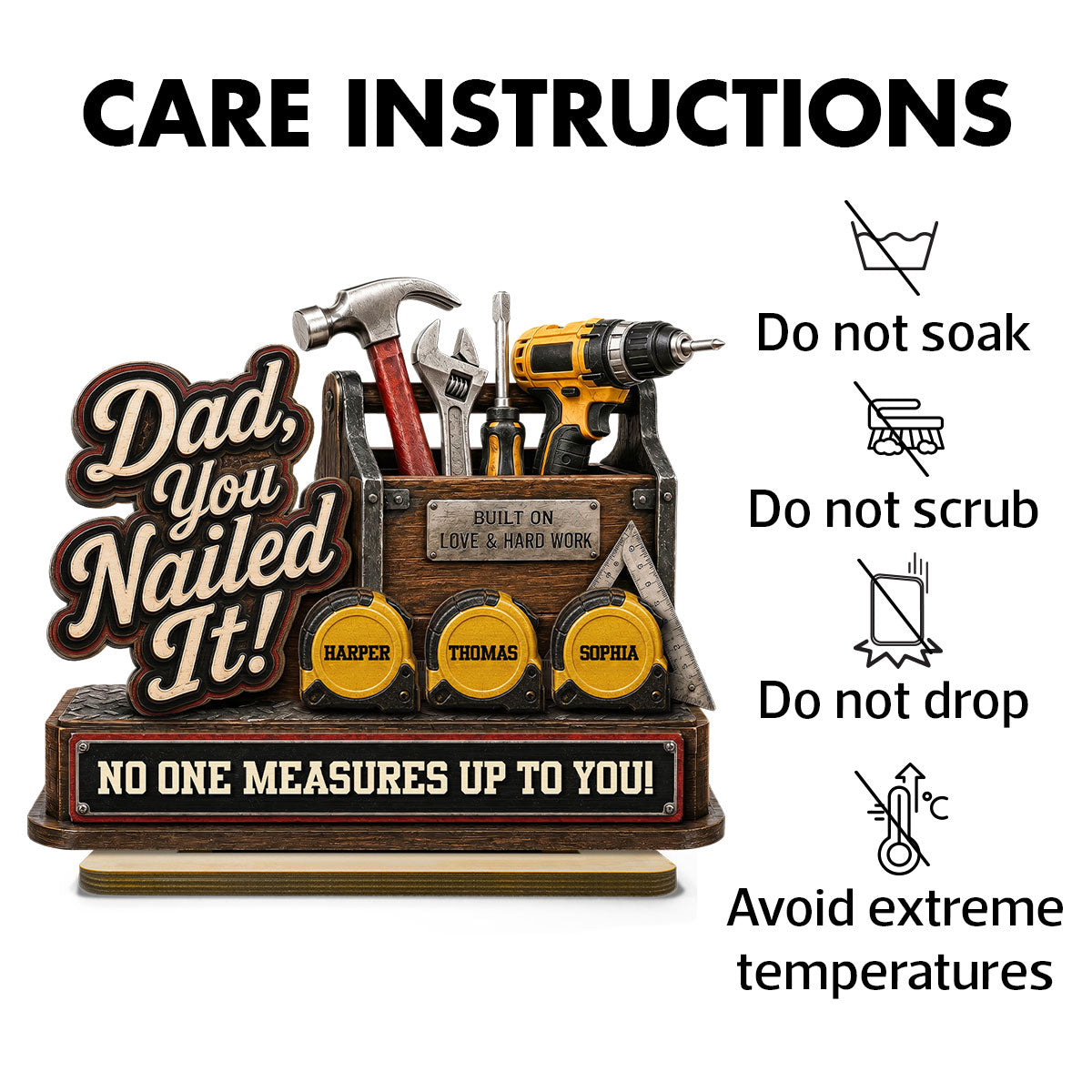 Dad You Nailed It Custom Name 2D Flat - Personalized 2-Layered Wooden Plaque - Gift For Dad