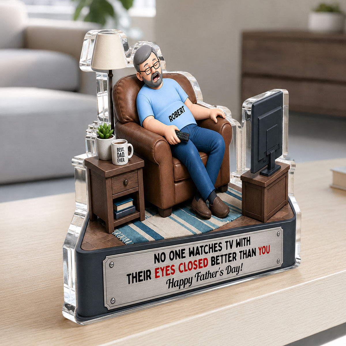 No One Watches TV Better Than You - Personalized Acrylic Block Plaque - Funny Gift for Dad, Grandpa, Husband