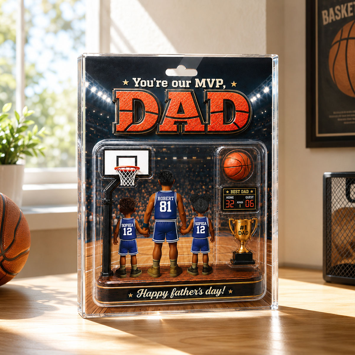 You Are Our MVP Basketball Dad, Custom Action Figure - Personalized Acrylic Block Plaque - Gift for Dad, Husband