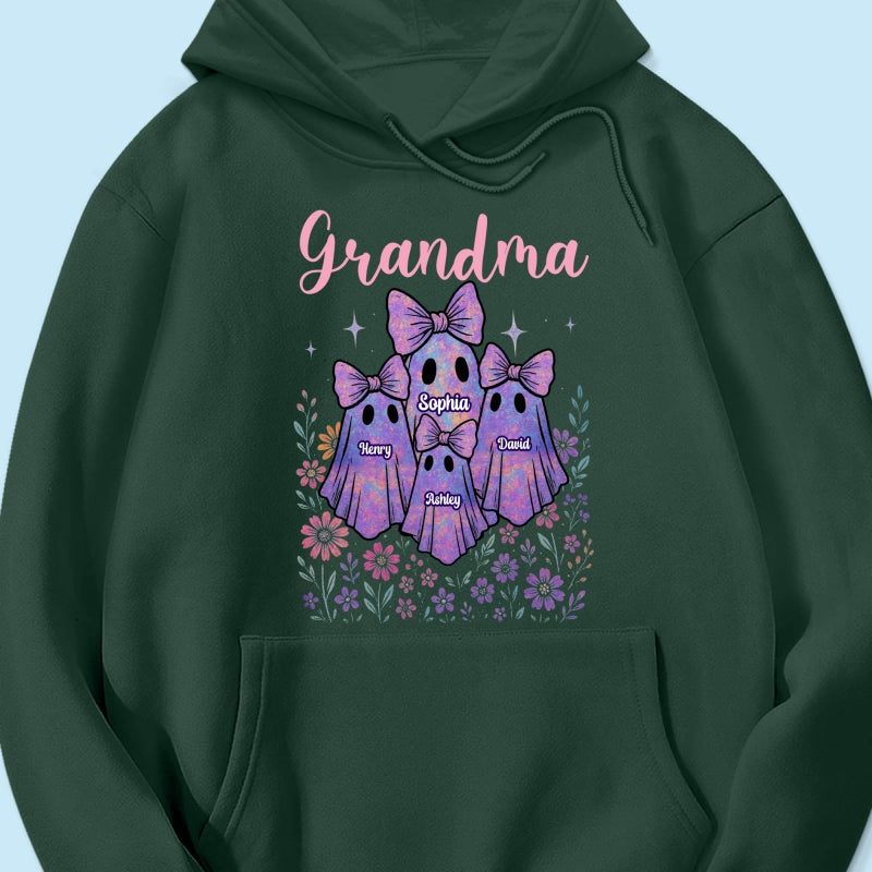 Grandma Mom Iridescent Cute Ghost Personalized Sweatshirt, Halloween Gift