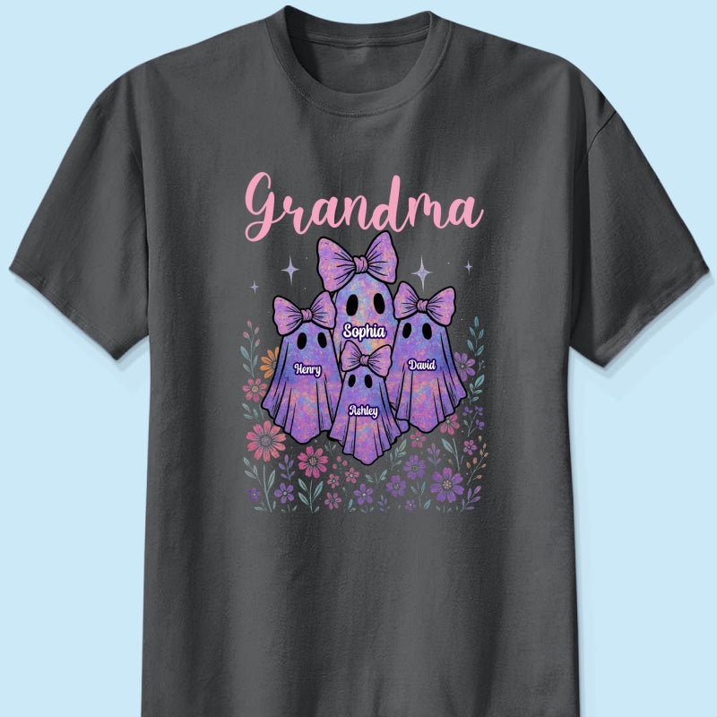 Grandma Mom Iridescent Cute Ghost Personalized Sweatshirt, Halloween Gift