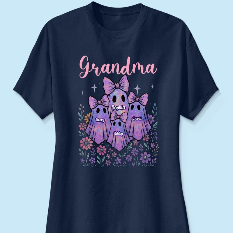 Grandma Mom Iridescent Cute Ghost Personalized Sweatshirt, Halloween Gift
