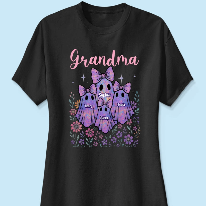 Grandma Mom Iridescent Cute Ghost Personalized Sweatshirt, Halloween Gift