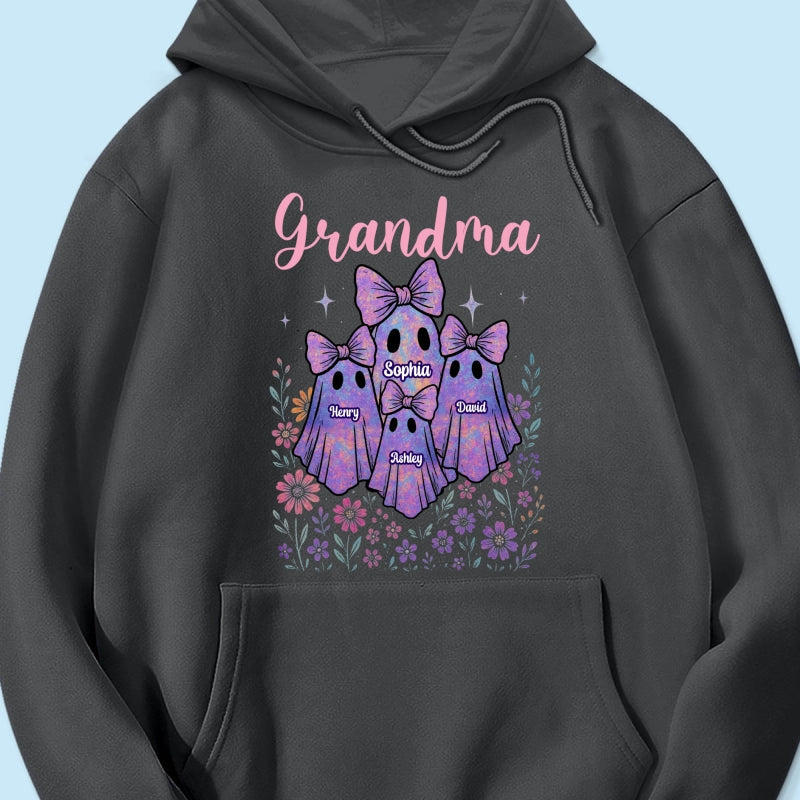 Grandma Mom Iridescent Cute Ghost Personalized Sweatshirt, Halloween Gift