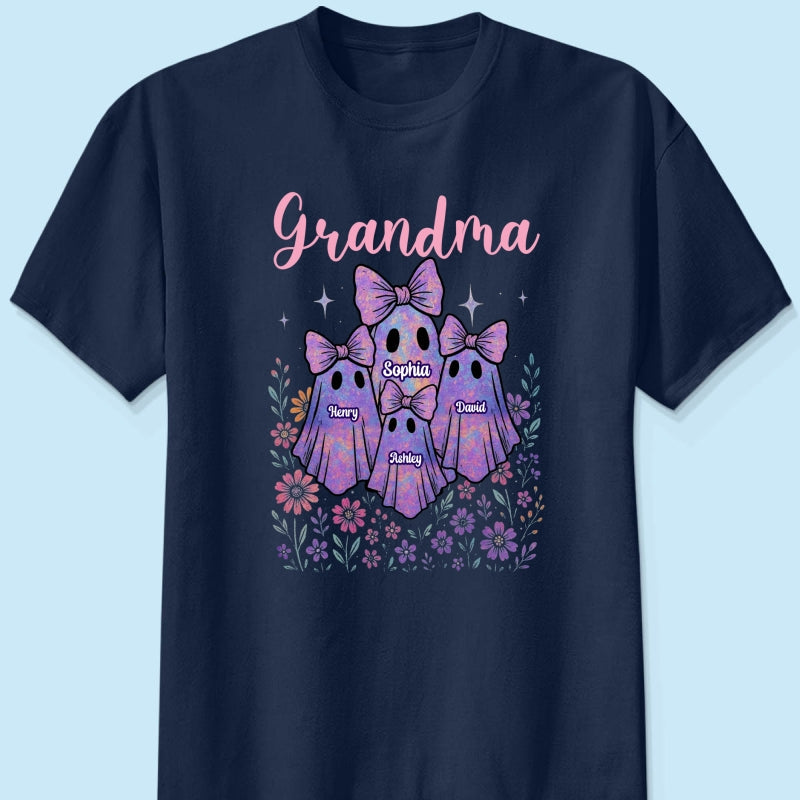 Grandma Mom Iridescent Cute Ghost Personalized Sweatshirt, Halloween Gift