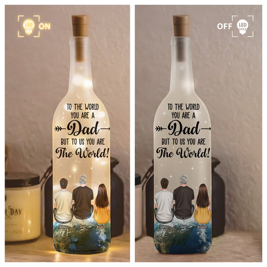 Father's Day Gifts, You Are The World Dad - Personalized Bottle Lamp