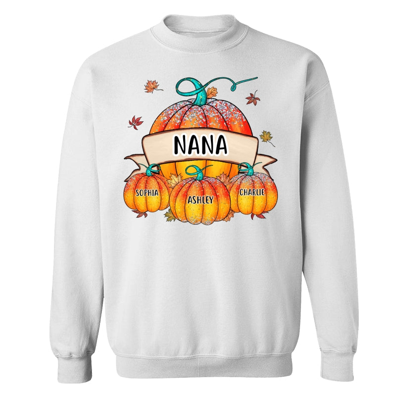 Colorful Pumpkins Grandma Mom Kids Fall Season Personalized Shirt