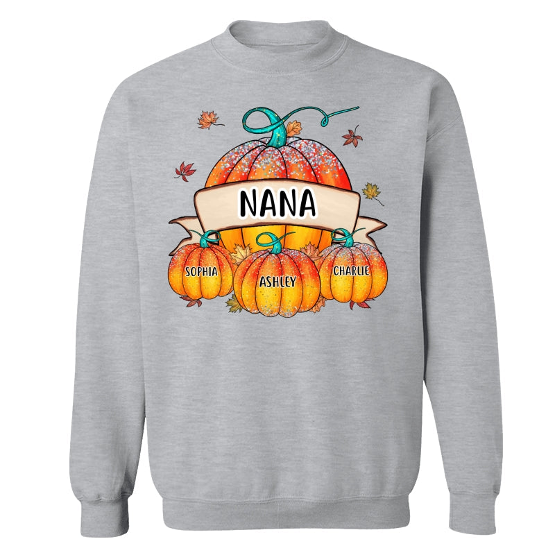 Colorful Pumpkins Grandma Mom Kids Fall Season Personalized Shirt