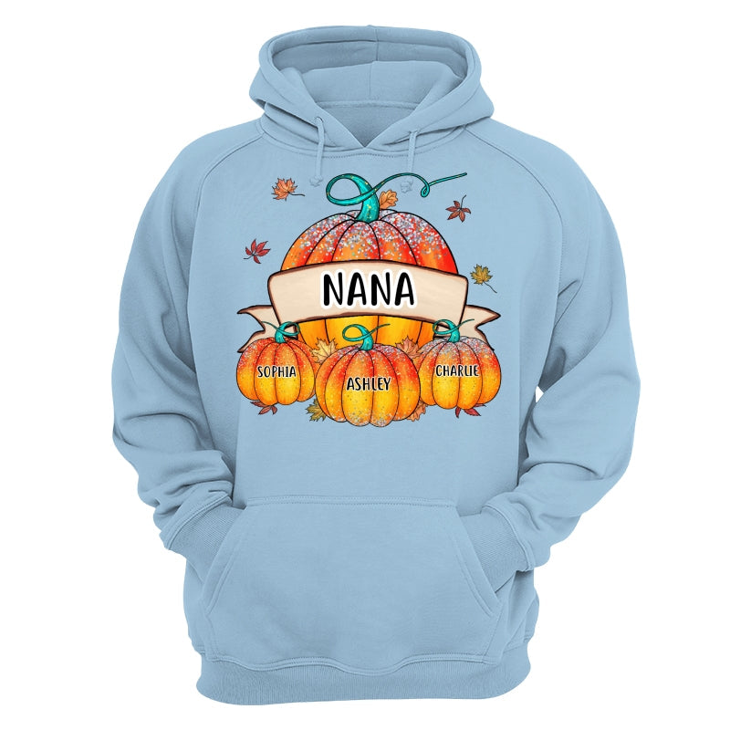 Colorful Pumpkins Grandma Mom Kids Fall Season Personalized Shirt