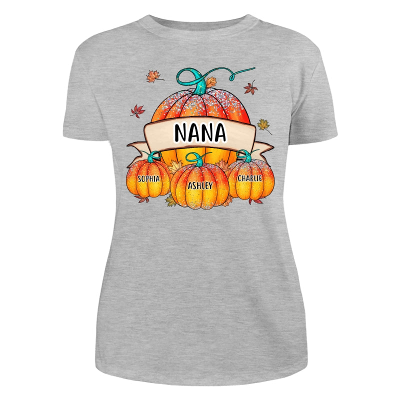 Colorful Pumpkins Grandma Mom Kids Fall Season Personalized Shirt