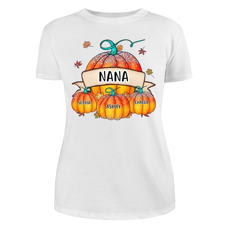 Colorful Pumpkins Grandma Mom Kids Fall Season Personalized Shirt