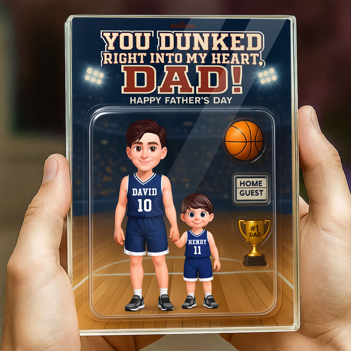 Basketball Dad You Dunked Right Into My Heart - Personalized Acrylic Block Plaque - Gift For Basketball Dad, Husband