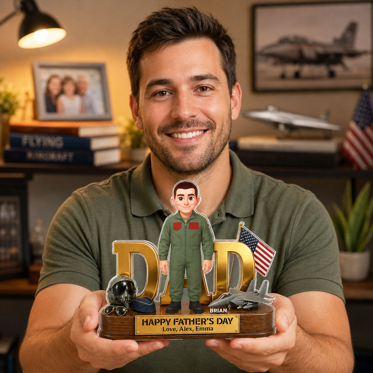 Proud American Air Force Dad You Are Our Hero - Personalized Acrylic Block Plaque - Gift For Dad