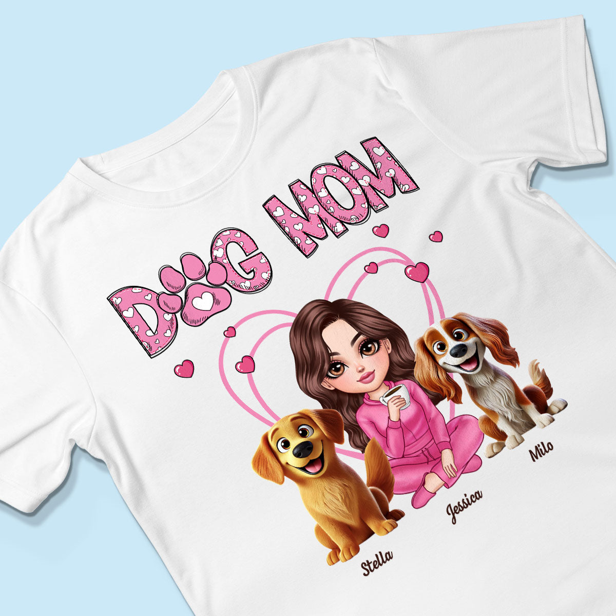 Pink Dog Mom Funny Cartoon Dog Personalized Shirt, Gift For Dog Lovers, Dog Moms