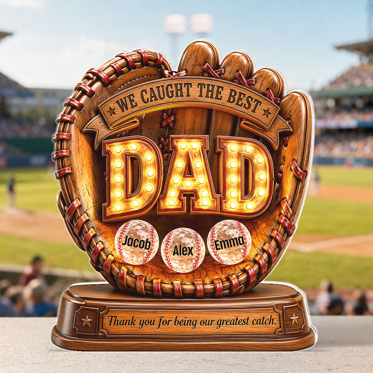 Great Baseball Dad - Personalized Acrylic Block Plaque - Gift for Dad, Husband