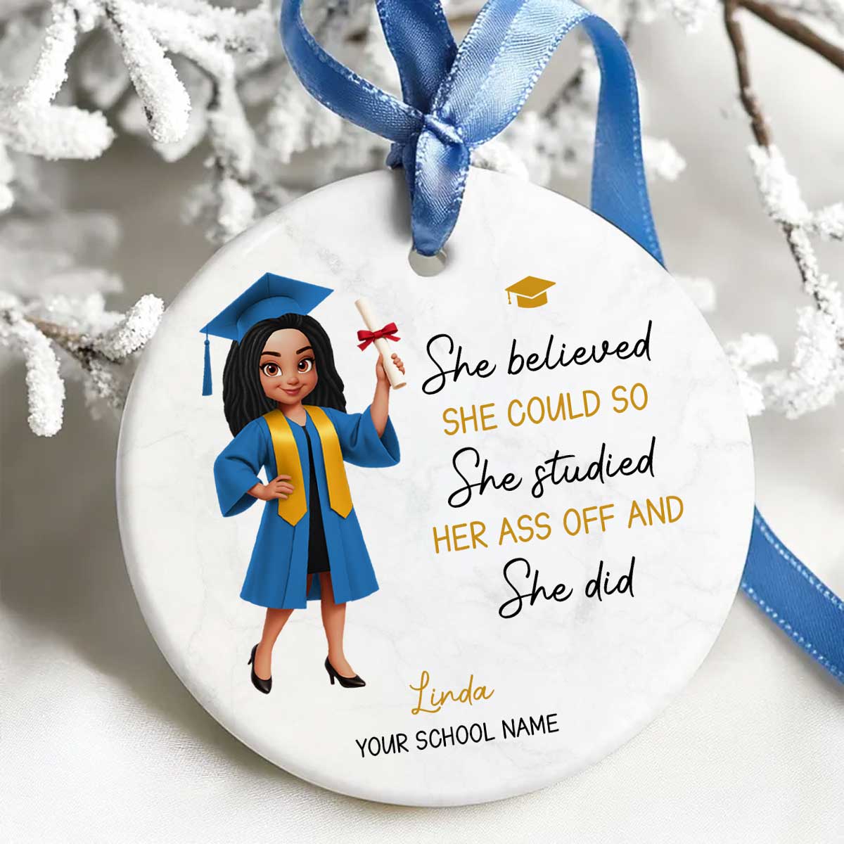 Behind You All Your Memories - Personalized Ceramic Ornament - Christmas Gift Graduation Gift For Senior