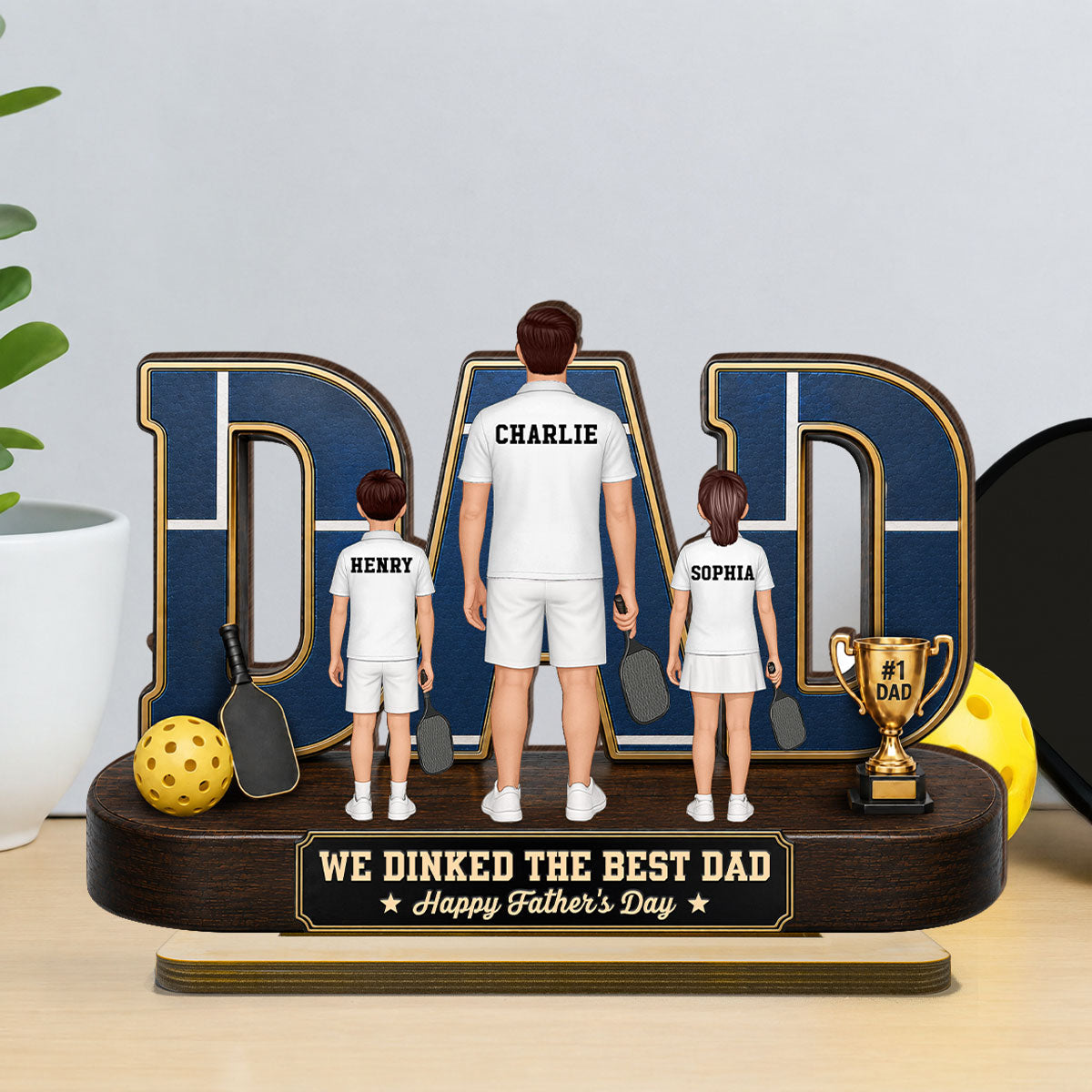 Pickleball Dad Legend We Dinked The Best Dad - Personalized 2-Layered Wooden Plaque - Gift For Dad, Husband Pickleball Lovers