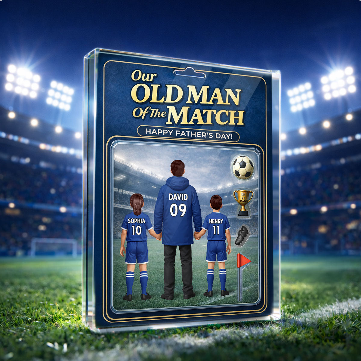 My Old Man Of The Match - Personalised Acrylic Block Plaque - UK Gift For Football Dad