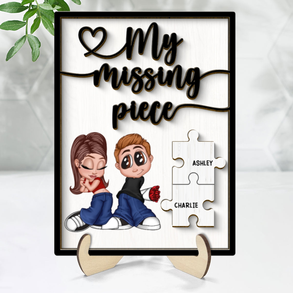 Y2K Couple My Missing Piece Personalized 2-layer Wooden Plaque, Gift For Him, For Her