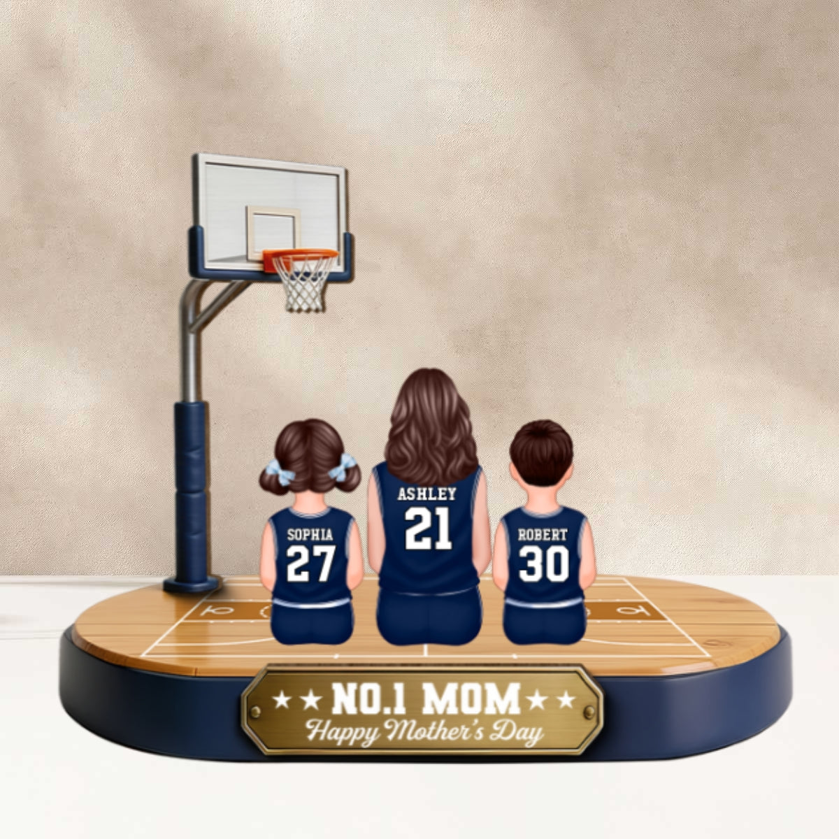 Mommy's Basketball Dream Team - Personalized 2-Layered Wooden Plaque - Gift For Basketball Mom