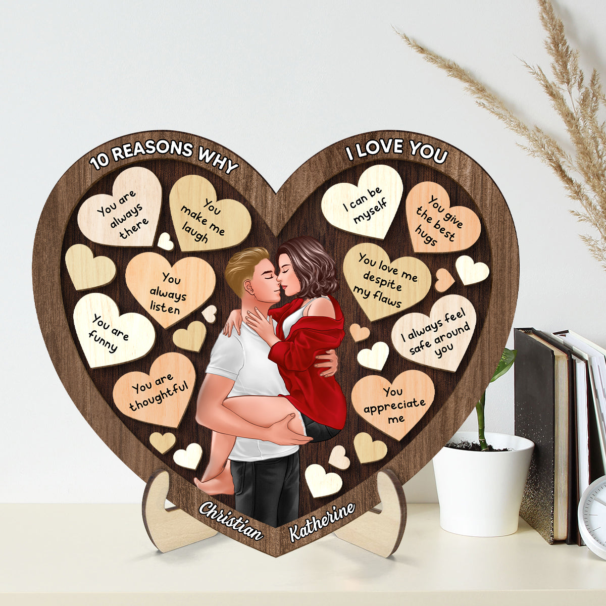 Couple Kissing Passionate In Heart Reasons Why I Love You, Gift For Him, For Her