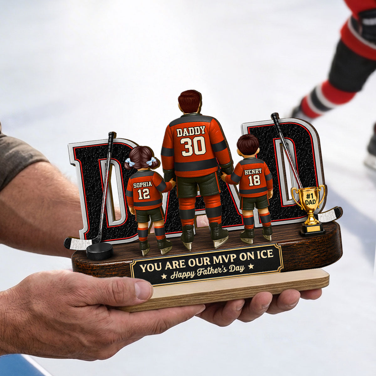 Hockey Dad Legend You Are Our MVP On Ice - Personalized 2-Layered Wooden Plaque - Gift For Dad, Husband