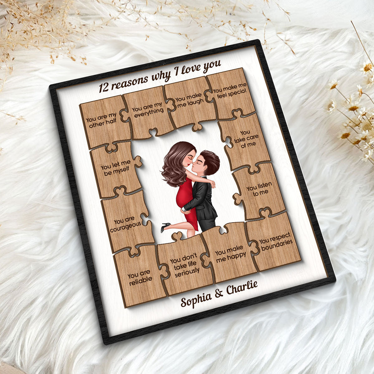 The Reasons Why I Love You Gift For Him For Her Personalized 2-layer Wooden Plaque