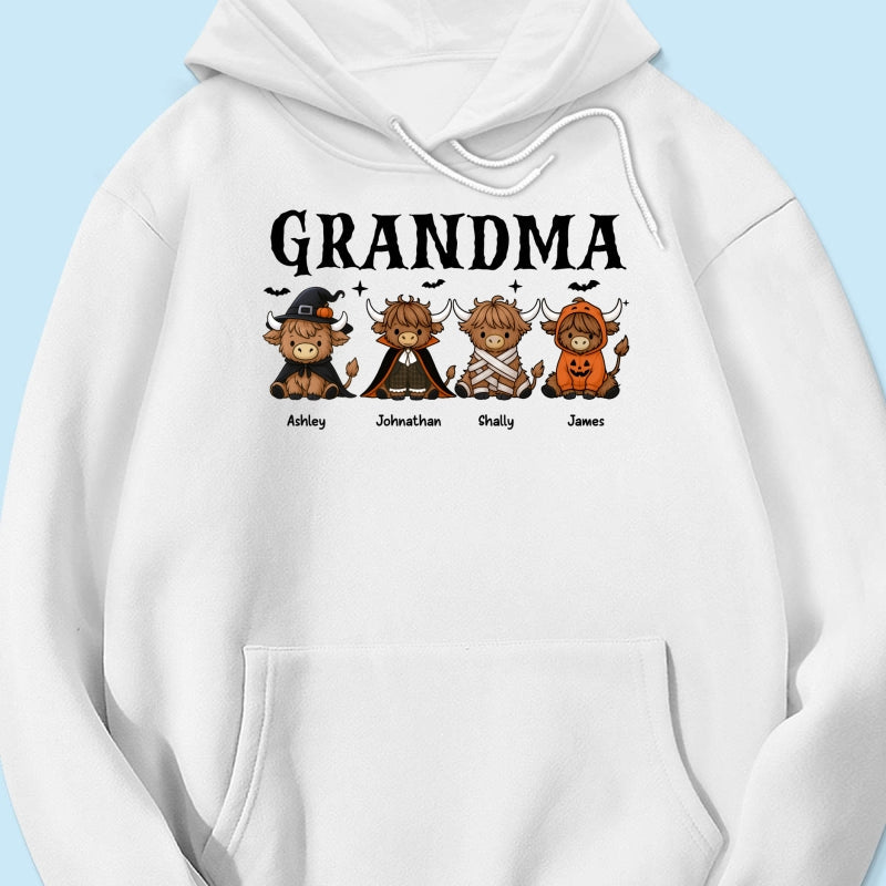 Halloween Highland Cow Grandma Personalized Shirt