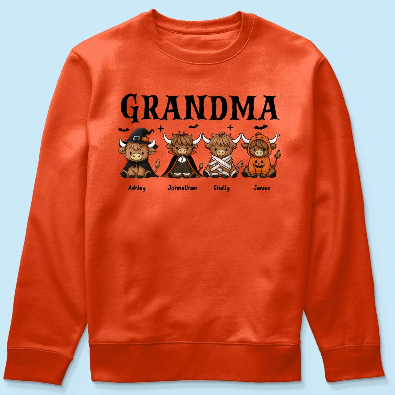 Halloween Highland Cow Grandma Personalized Shirt