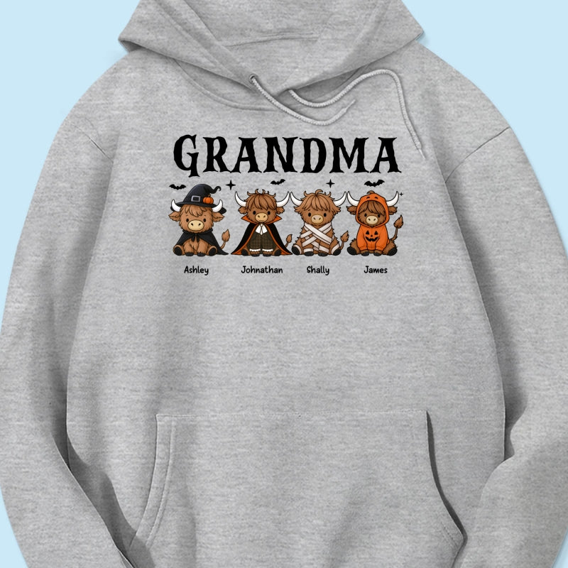 Halloween Highland Cow Grandma Personalized Shirt
