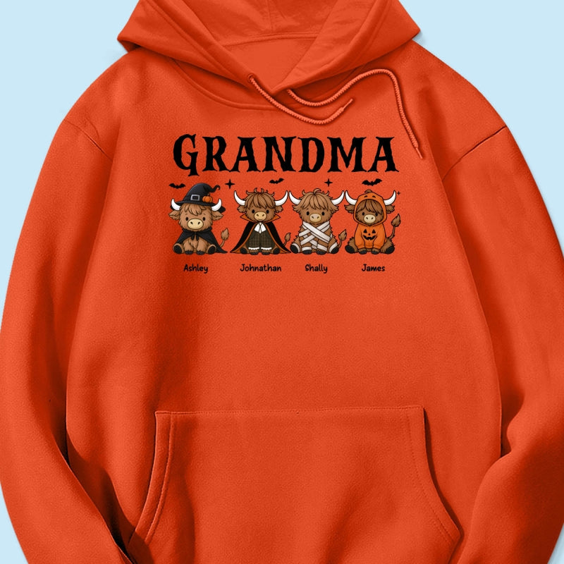 Halloween Highland Cow Grandma Personalized Shirt