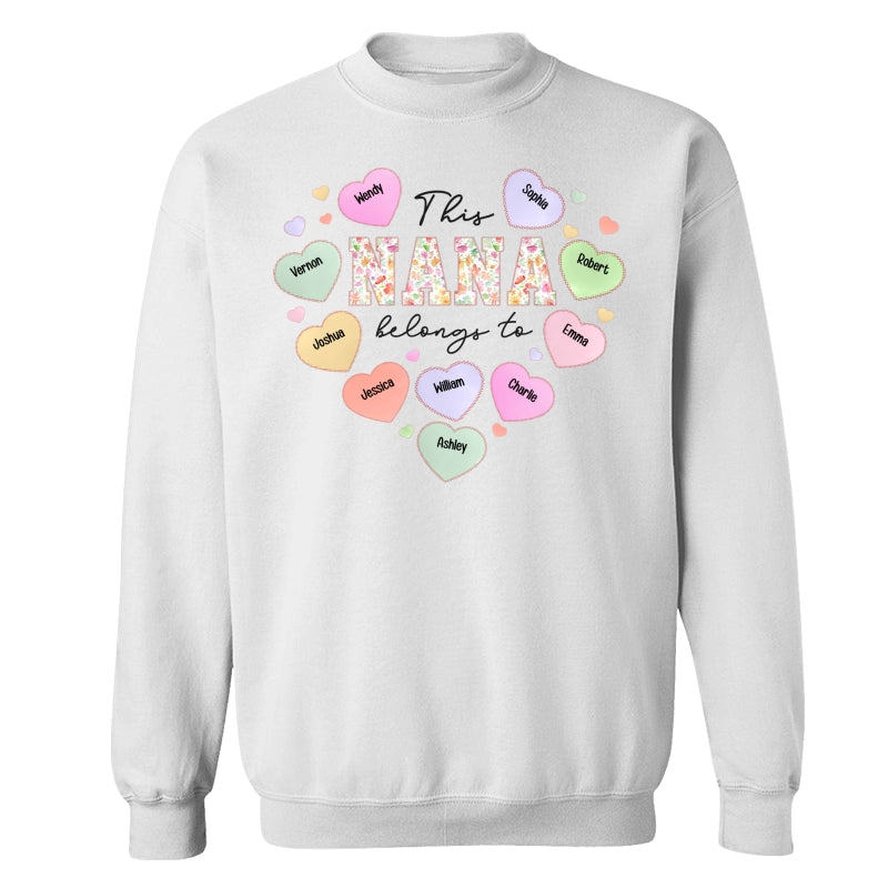 This Grandma Mom Belongs To Heart Shape Personalized Shirt