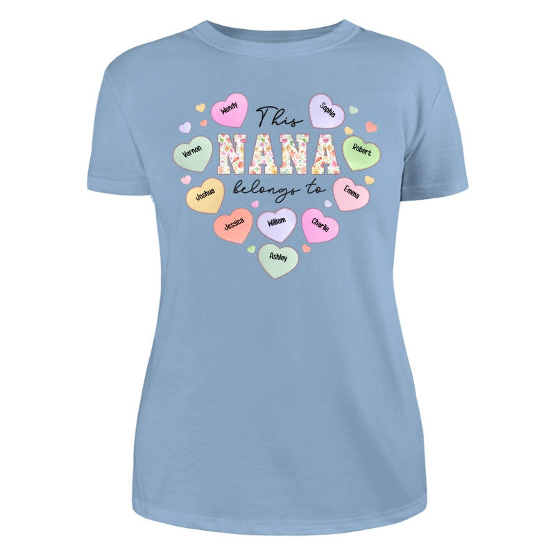 This Grandma Mom Belongs To Heart Shape Personalized Shirt