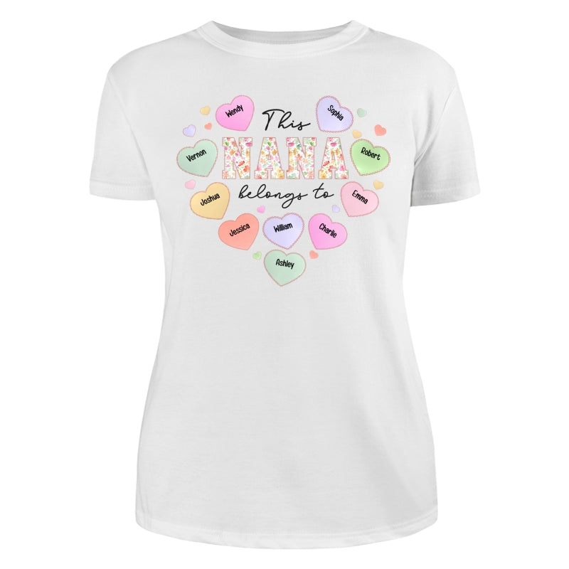 This Grandma Mom Belongs To Heart Shape Personalized Shirt