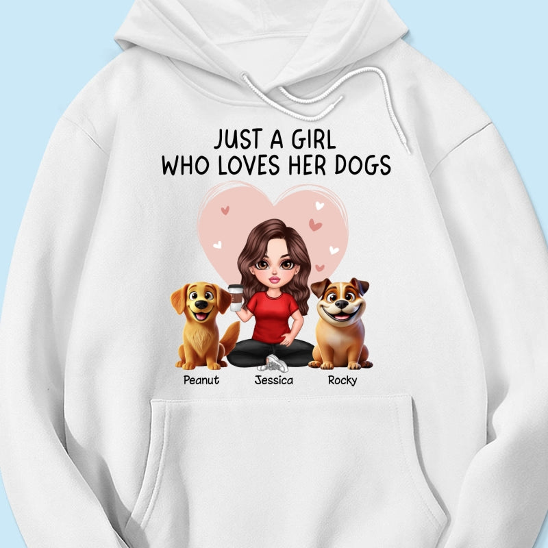 Just A Girl Who Loves Her Dogs Realistic Cartoon Dogs Personalized Shirt, Gift For Dog Lover