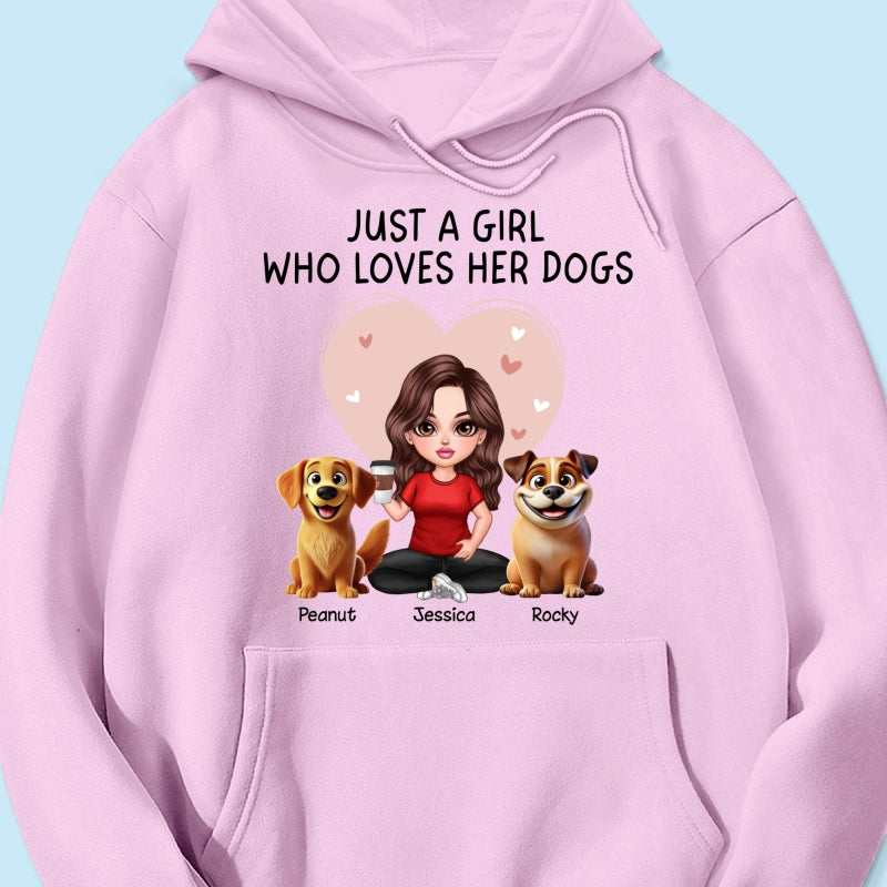 Just A Girl Who Loves Her Dogs Realistic Cartoon Dogs Personalized Shirt, Gift For Dog Lover