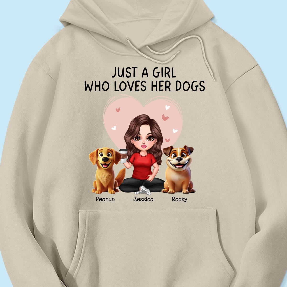 Just A Girl Who Loves Her Dogs Realistic Cartoon Dogs Personalized Shirt, Gift For Dog Lover
