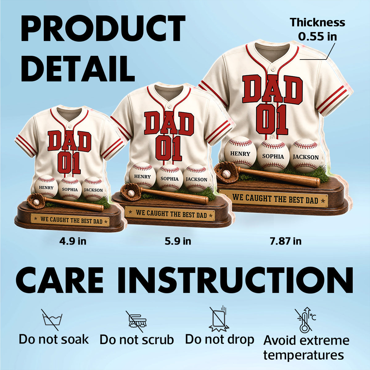 Baseball Dad Legend We Caught The Best Dad - Personalized Acrylic Block Plaque - Gift For Dad, Husband