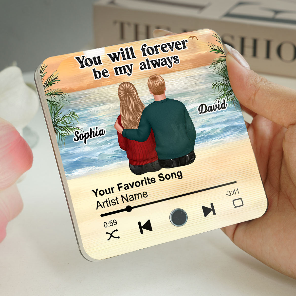 Couple Sitting Together Personalized Music Fridge Magnet, Heartfelt 2025 Gift For Couple, For Him, For Her, Boyfriend, Girlfriend, Husband, Wife