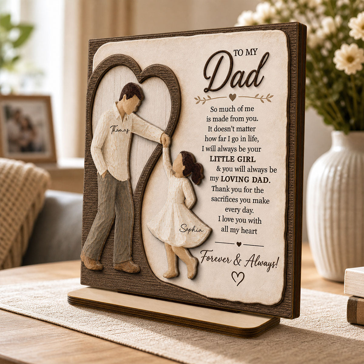 Will Always Be Your Little Girl Dancing Father & Daughter - Personalized 2-Layered Wooden Plaque - Sentimental Gift From Daughter