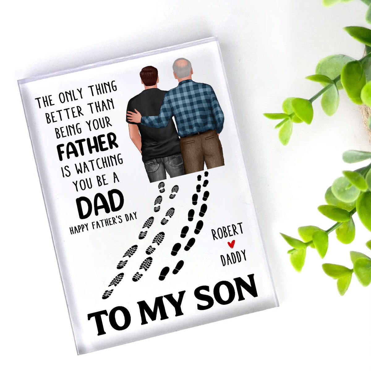 To My Son From Mom Dad Footprints Personalized Acrylic Block, gift