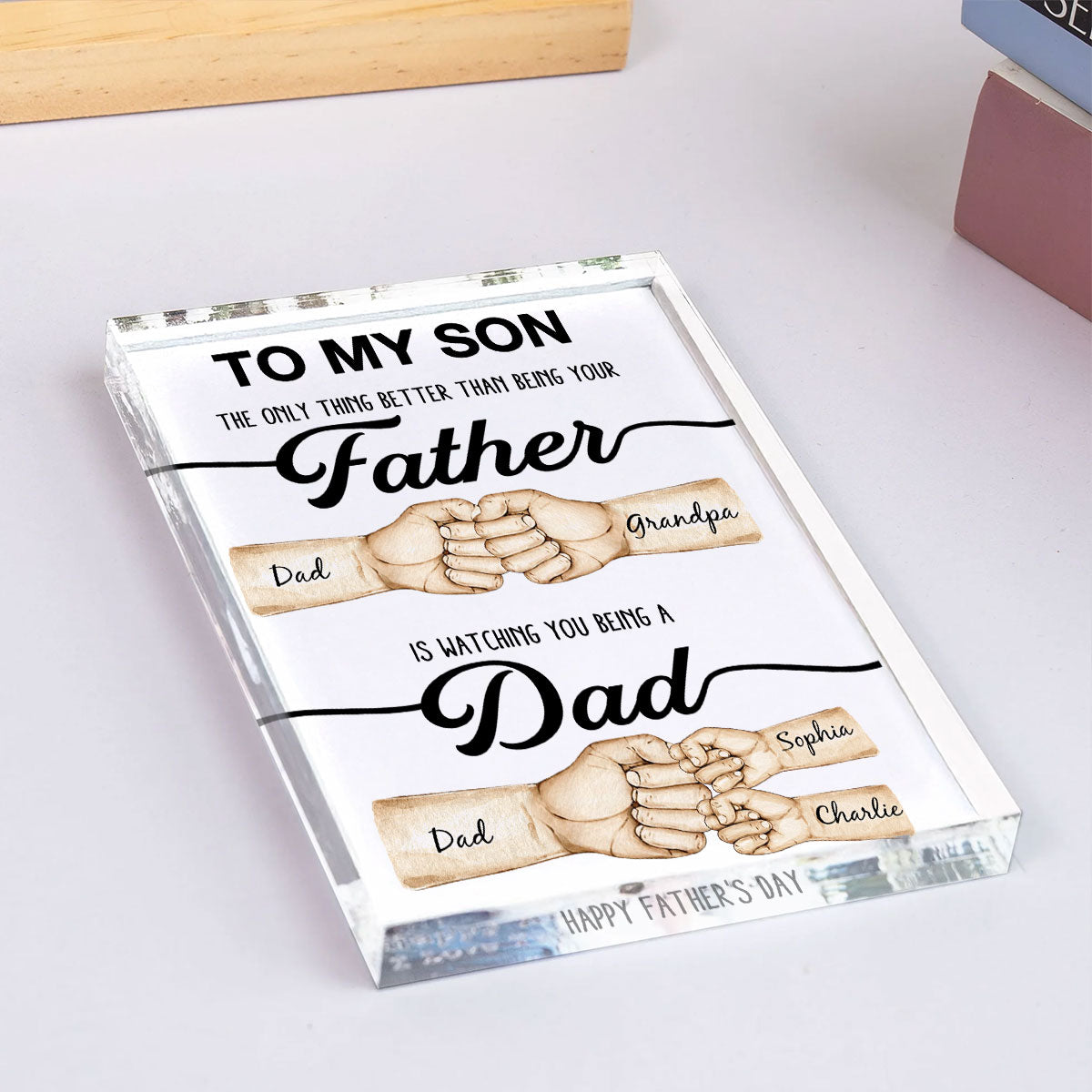 The Only Thing Better Than Being Your Father Fist Bump Personalized Acrylic Block, gift for Son from Dad