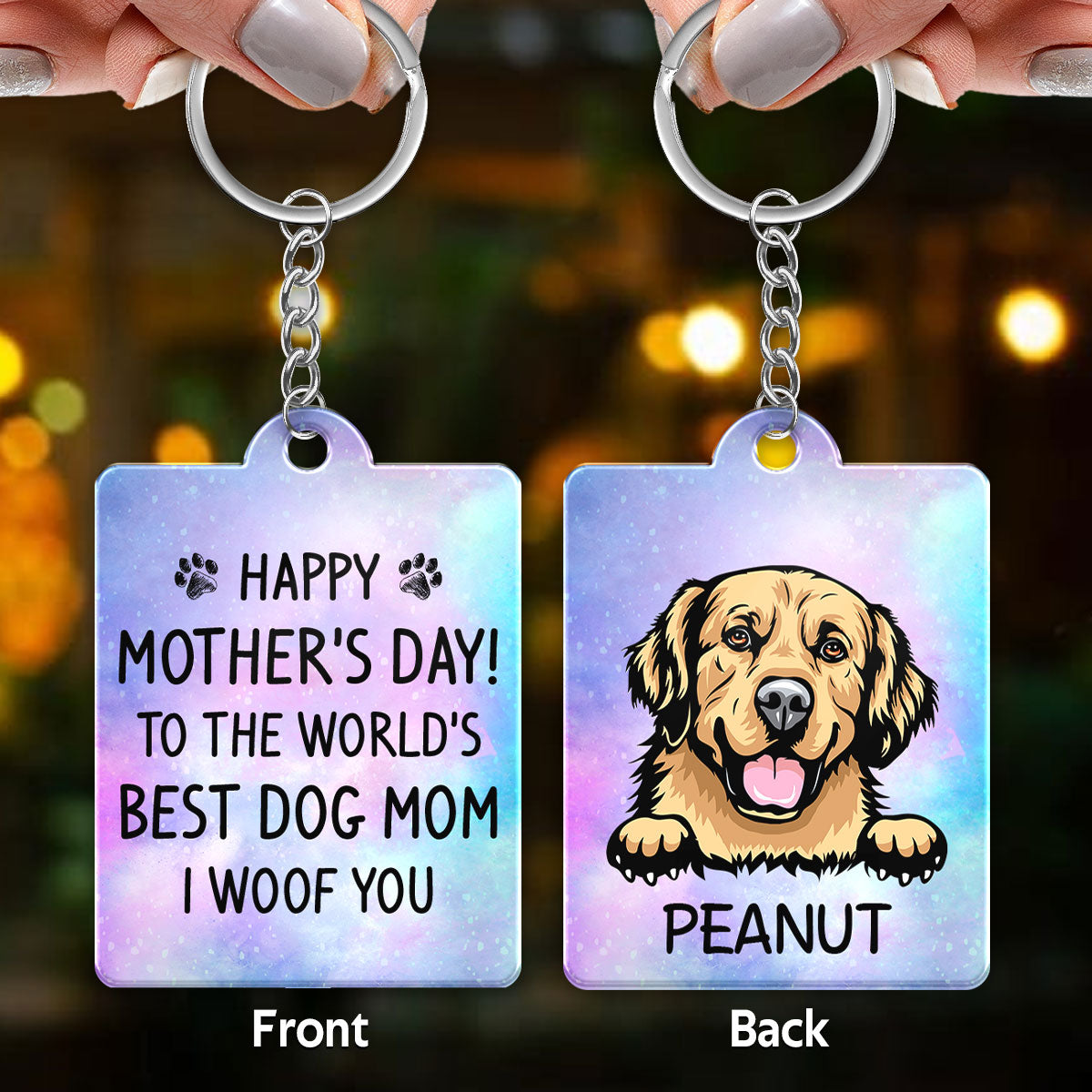 Happy Mother‘s Day Dog Mom Galaxy Personalized Acrylic Keychain