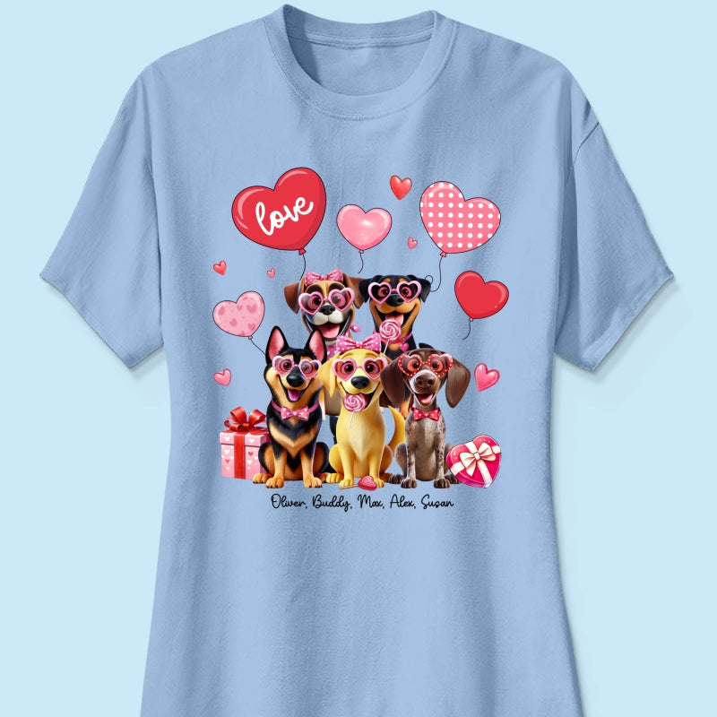 Personalized Heart Balloon Shirt For Dog Mom, 3D Cute Dogs