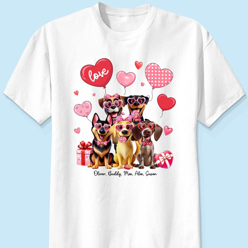 Personalized Heart Balloon Shirt For Dog Mom, 3D Cute Dogs