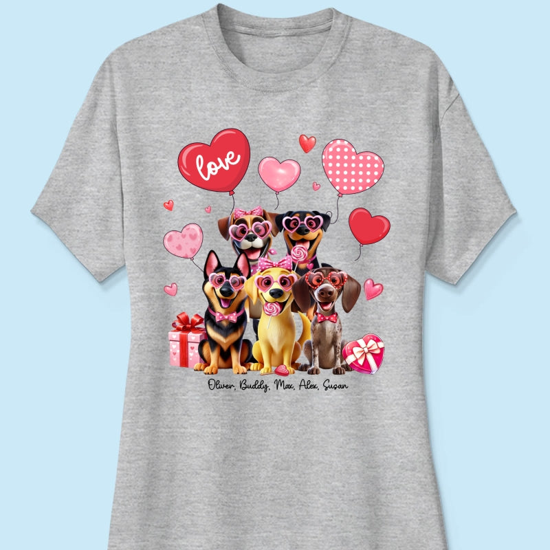 Personalized Heart Balloon Shirt For Dog Mom, 3D Cute Dogs